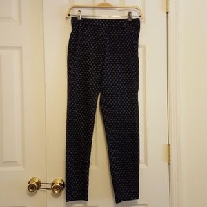 Navy blue patterned high waisted side zipper pants